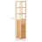 Tall Bathroom Cabinet With Drawer And Slatted Shelves, Slim Bamboo Linen Tower With Louvered Door