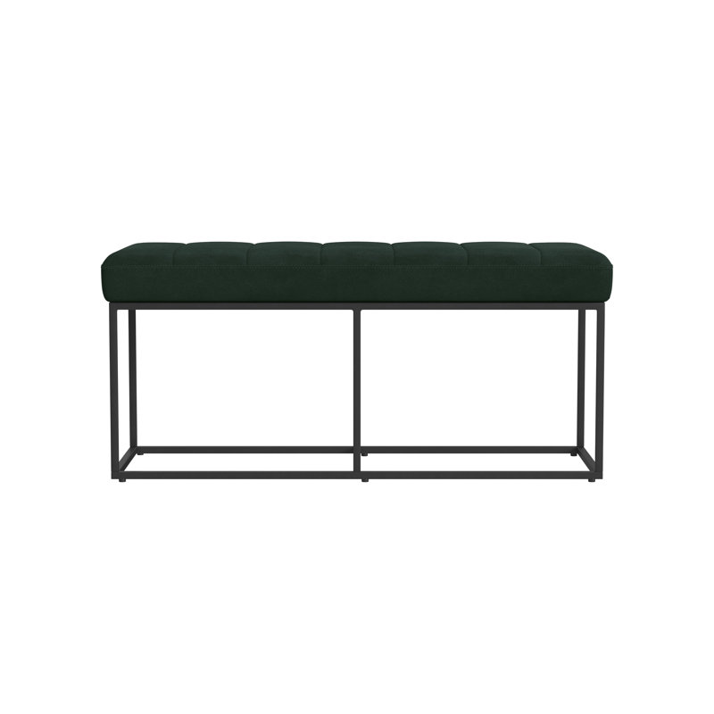 Xzavien Faux Leather Upholstered Bench, Dark Green