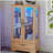 Lighted Glass Curio Display Cabinet with Adjustable Shelves - 2 Doors, 1 Drawer, LED Lights, Elegant Light Oak Finish-1845208745