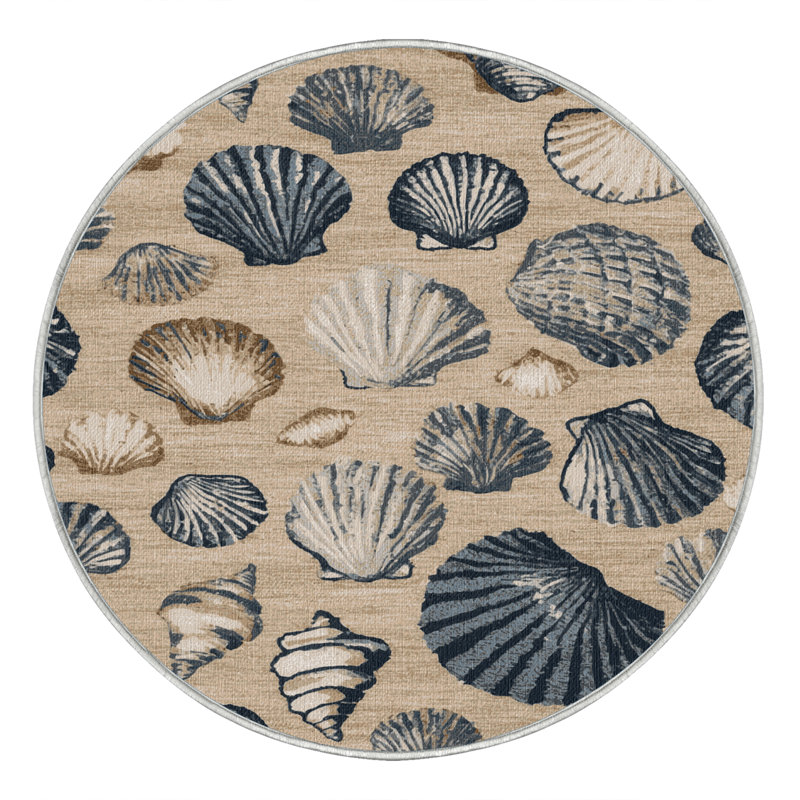 Tapis nautique lavable Seashells, Rond 6 pi