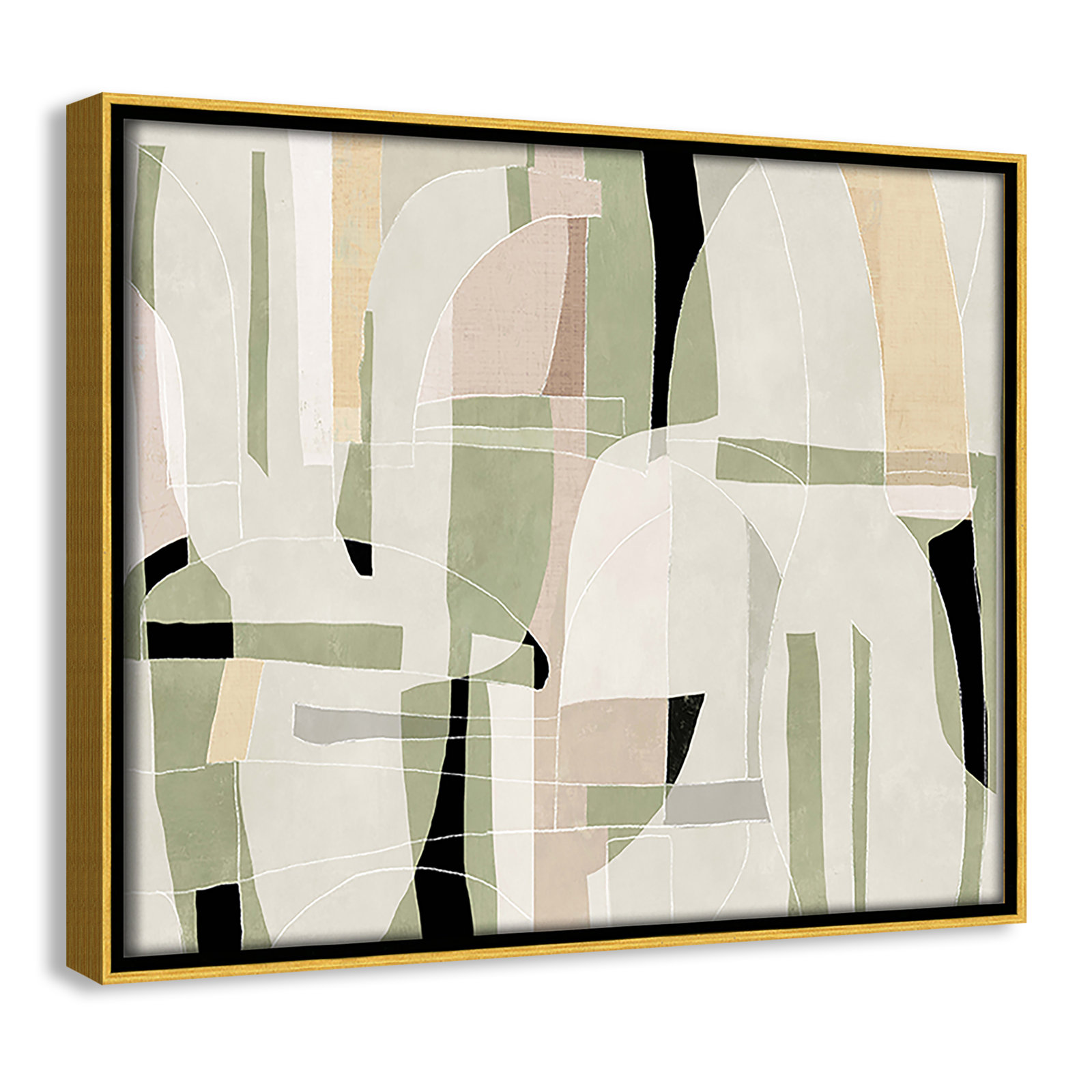 Sunny Barcelona - Floater Frame Canvas, 11.5" W x 9.5" H, Gold