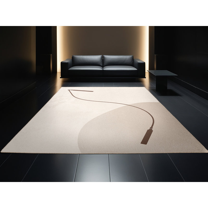 Machine Washable Takengon Jump Rope Minimalist Rug in Beige – Beige Binding, 5x8