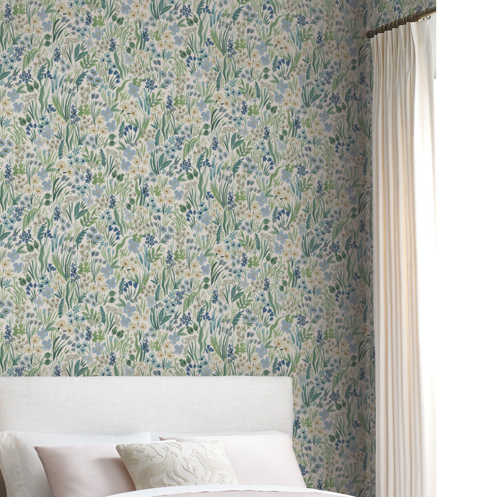 Lea Self-Adhesive Wallpaper Roll, Indigo/White/Pink