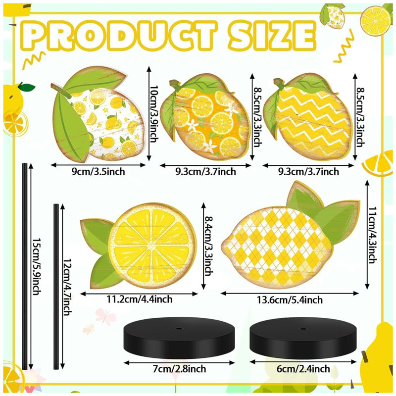 Lemon Wooden Tabletop Decor Set 5 Piece