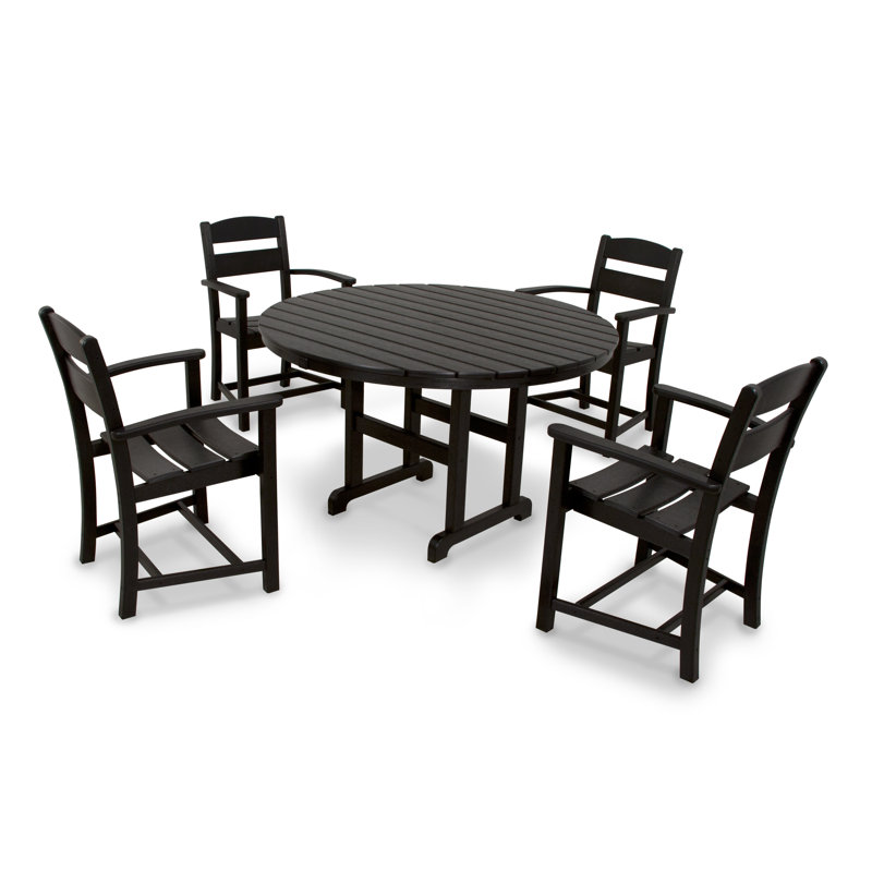 Ensemble repas pour 4 personnes avec table ronde POLYWOOD Classics, Noir