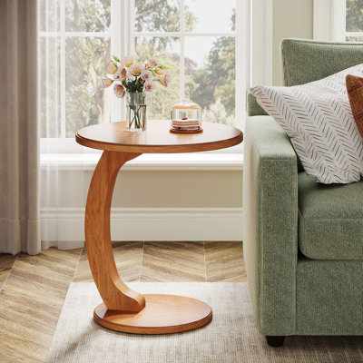 C-Shaped Side Table for Sofa, Modern Round End Table, Small Tray Table for Living Room, Bedroom