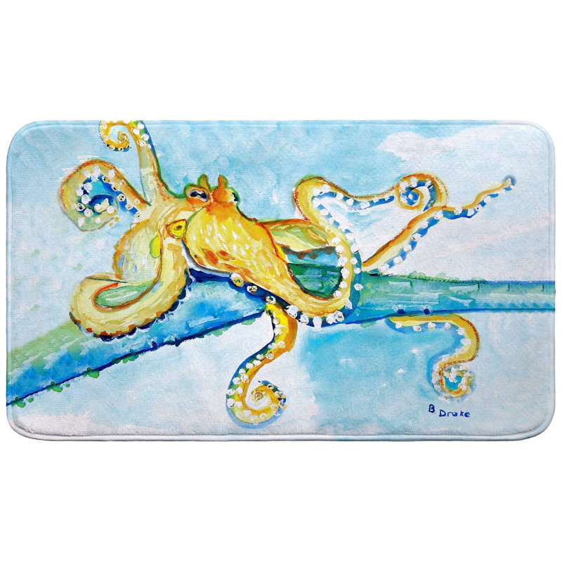 Gold Octopus Bath Mat, Single - 18" L x 30" W