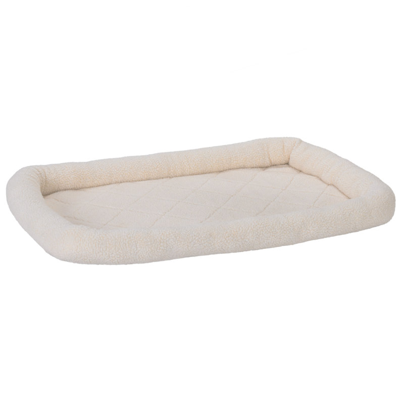 Cream Faux Lambswool Bolster Crate Pet Bed, Large