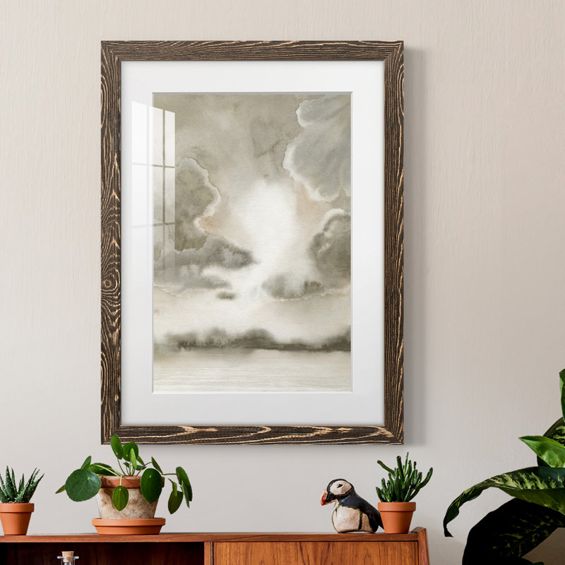 Sépia Sky II encadré mat - prêt à accrocher, H 43,5 po x l 31,5 po x P 1 po, Cadre noyer