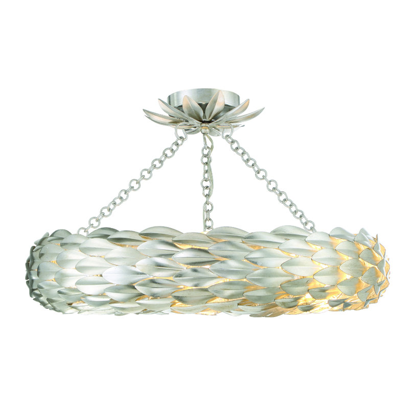 Adelynn 8 - Light Dimmable Wagon Wheel Chandelier, 13.5" H x 24"W x 24"D, Antique Silver