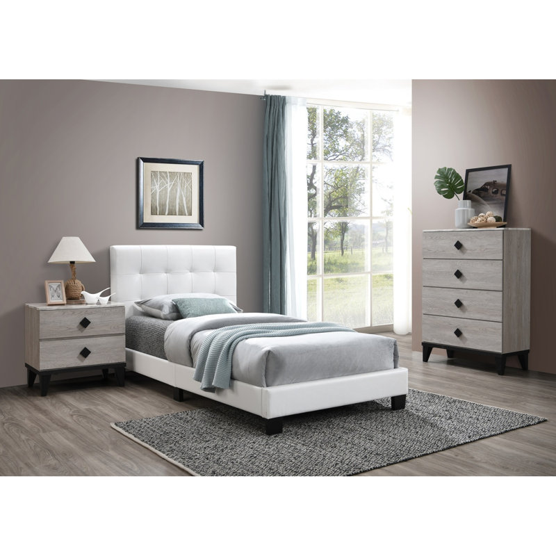 Mobilier de chambre à coucher de style moderne 1pc, Lit simple, White