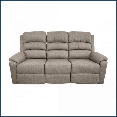Modern 3-Seater Manual Recliner Sofa Light Brown Burlap Fabric for Living Room | Light Brown | Fabric | Cushion Back