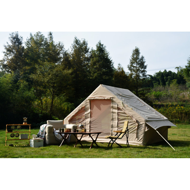 Tente de camping gonflable 4 saisons avec structure gonflable haute performance et structure gonflable 4 à 6 personnes, Beige