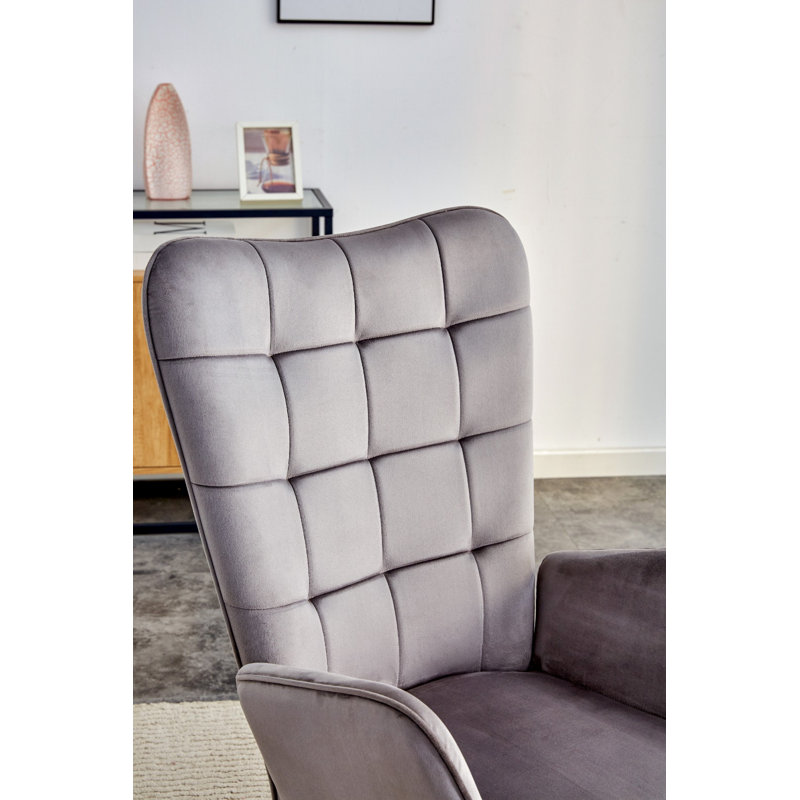 Addae Velvet Recliner With Footstool, Grey