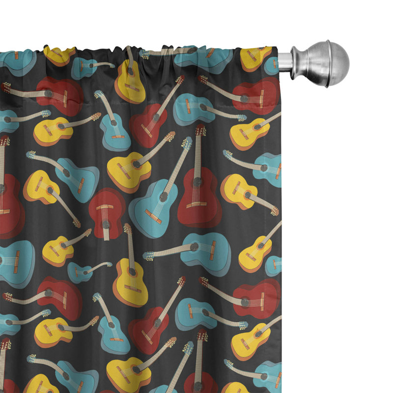 Guitar Semi-Sheer Rod Pocket Curtain Panels, 28" x 95"