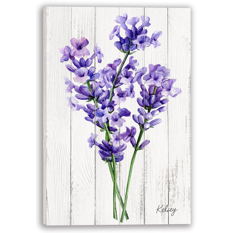 Lavande fleurie - art mural sur toile à motif floral sur fond blanc, H 48 po x l 36 po