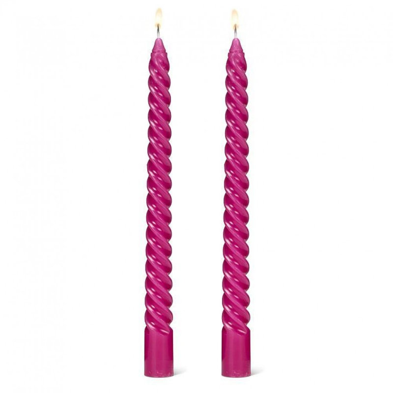 Ensemble de 2 bougies en spirale serrées, Fuschia