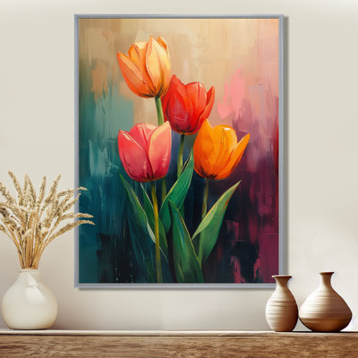 «Orange Orange Vibrant Bloom Tulips II», impression d'art mural