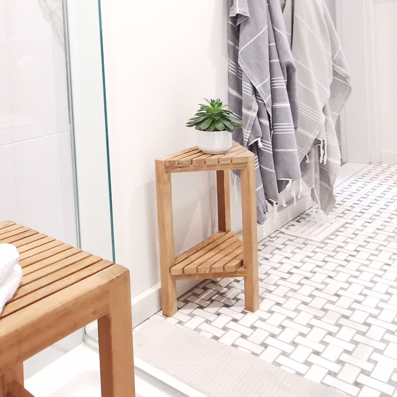 Banc de douche en teck de 14,5 po Hieu