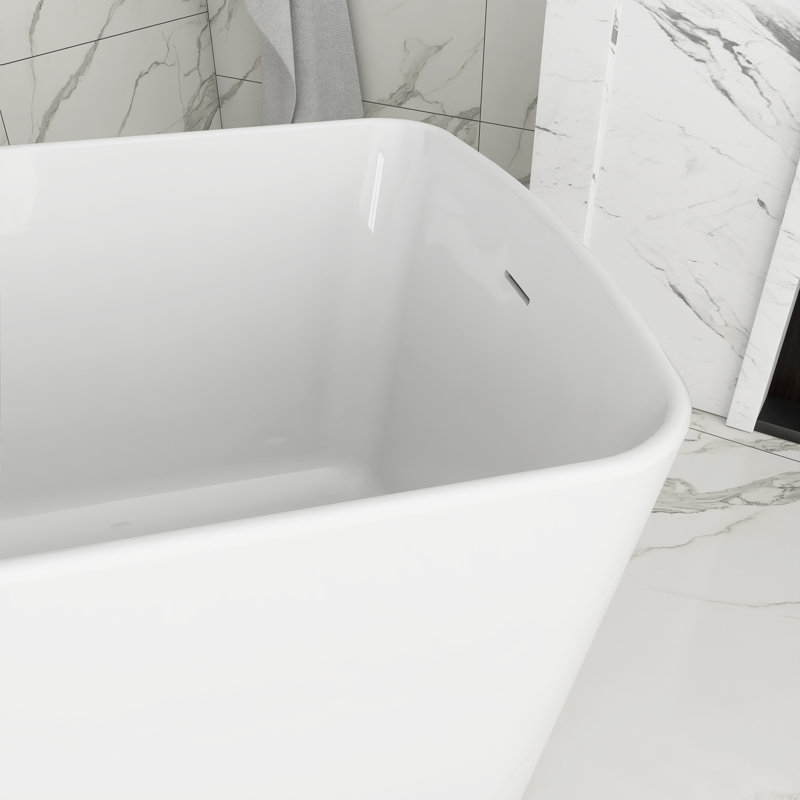 49'' Acrylic Freestanding Soaking Bathtub, Glossy White