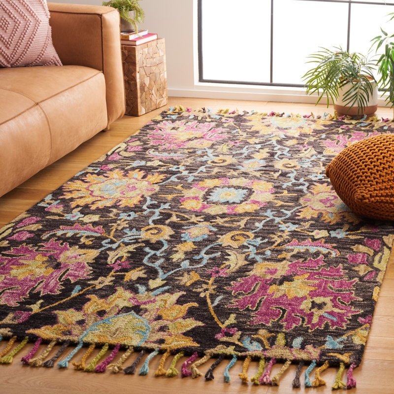 Broadmoor Blossom Hand Tufted Wool Floral Rug, Rectangle 5' x 8'