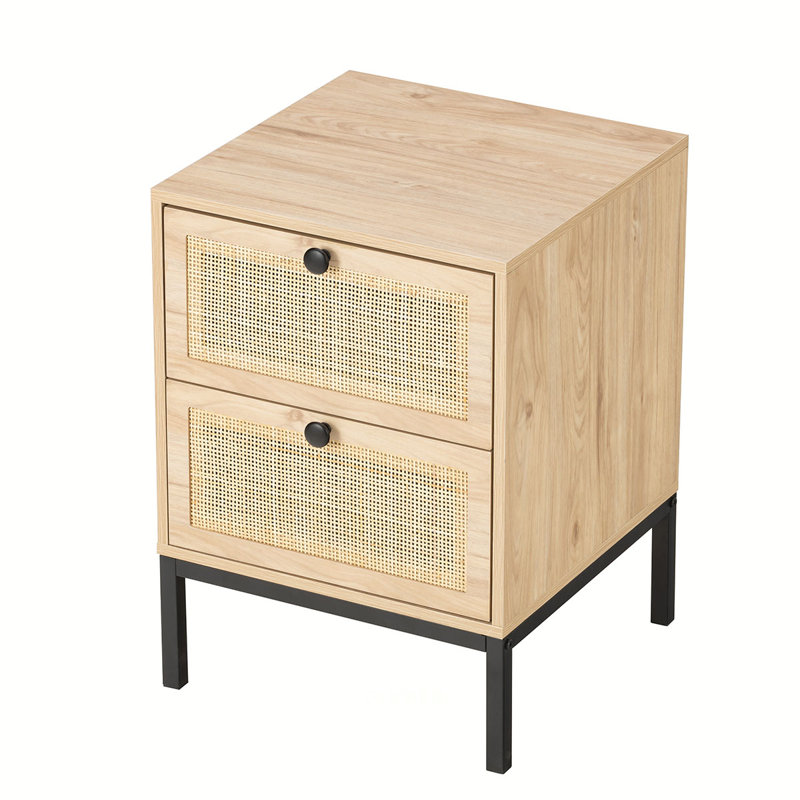 Charmante table de chevet en rotin avec tiroirs pour la maison