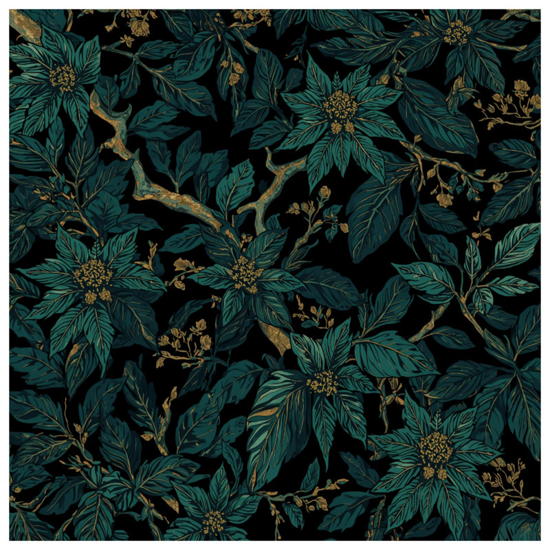 Housses de couette sarcelle à feuilles florales, Lit simple