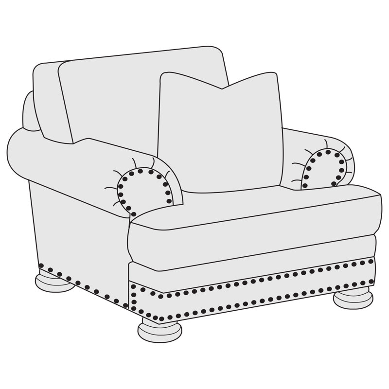 Foster 46" Wide Armchair, Dark Grey Chenille 5533-011, Tobacco Distressed