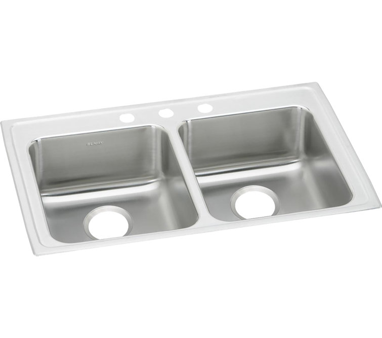 Lustertone 33" L x 21.25" W Double Basin Drop-In Kitchen Sink