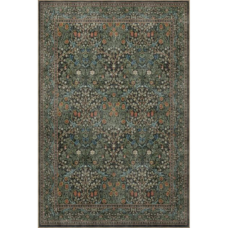 Tapis décoratif lavable à motif vert foncé, Rectangle 4 pi x 5 pi 11 po