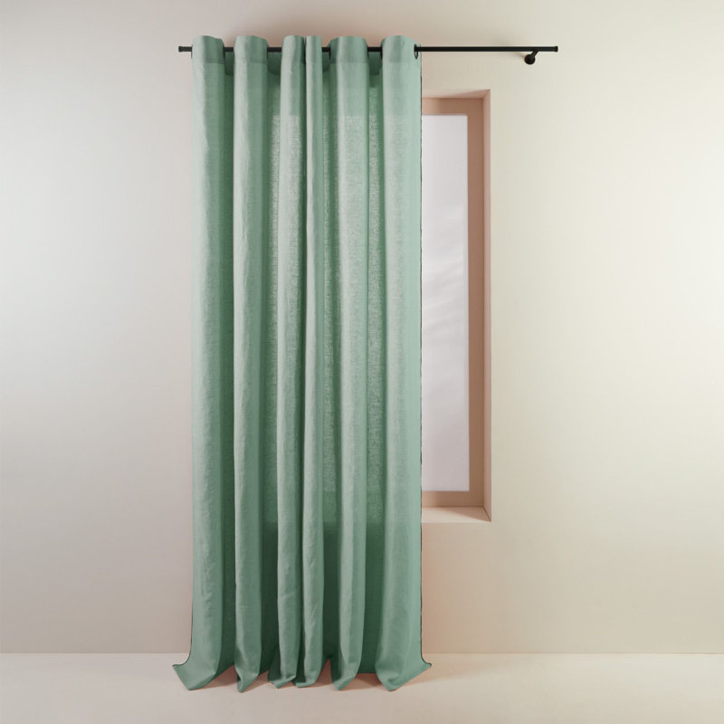 Linen Semi Sheer Curtain Single Panel, 200 x 280cm, Pale Green