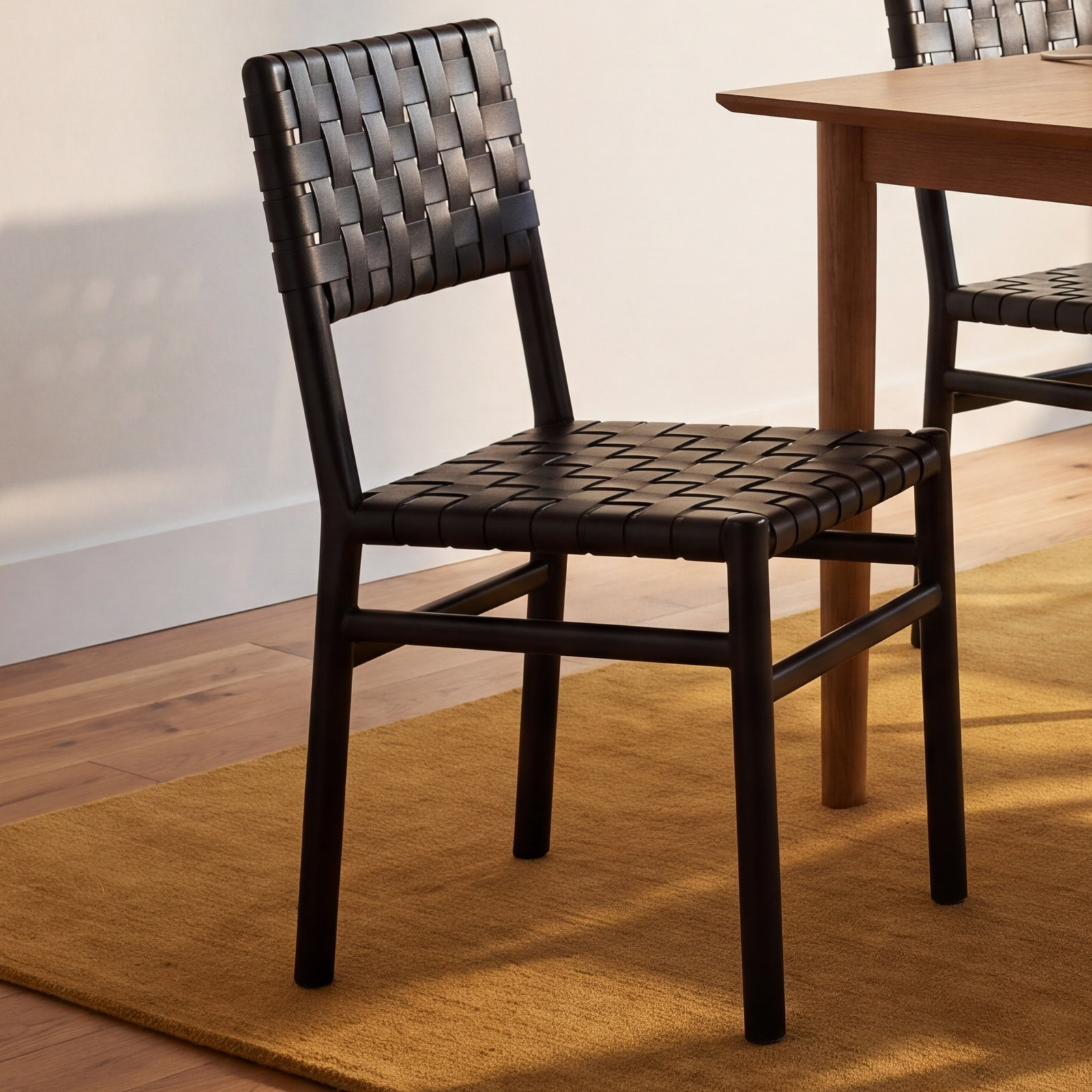 Jeremiah Genuine Leather Dining Chair, Black