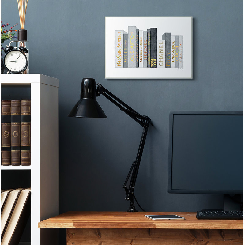 « styleing designer bookstack gray gold », reproduction d’art, Bois, H 13 po x l 19 po x P 0,5 po
