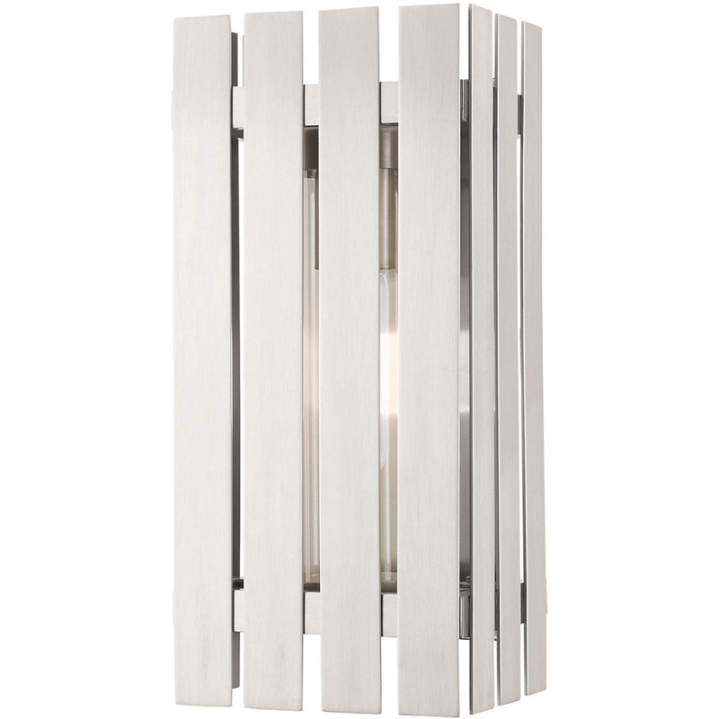 Applique murale en laiton massif, Nickel brossé, H 10 po x l 6 po x P 6 po