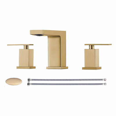 Widespread Bathroom Faucet with Drain Assembly