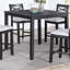 Table de salle à manger contemporaine 5 pièces avec table de couleur gris anthracite et 4 chaises d'appoint rembourrées en bois d'hévéa