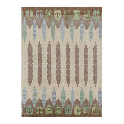 Rug & Kilim’S Scandinavian Style Rug In Beige-Brown And Blue With Geometric Patterns