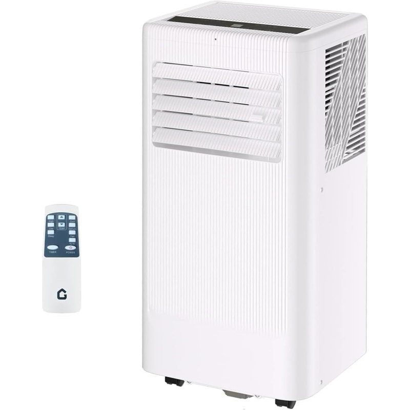 Climatiseur portatif 10 000 BTU avec déshumidificateur et ventilateur | Refroidit les pièces jusqu'à 560 pieds carrés, télécommande, écran DEL, blanc