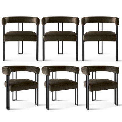18" Seat Height Upholstered Velvet Kitchen Dining Chair (Set of 6)