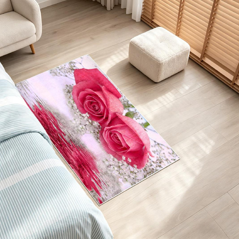 Tapis rose lavable à la machine