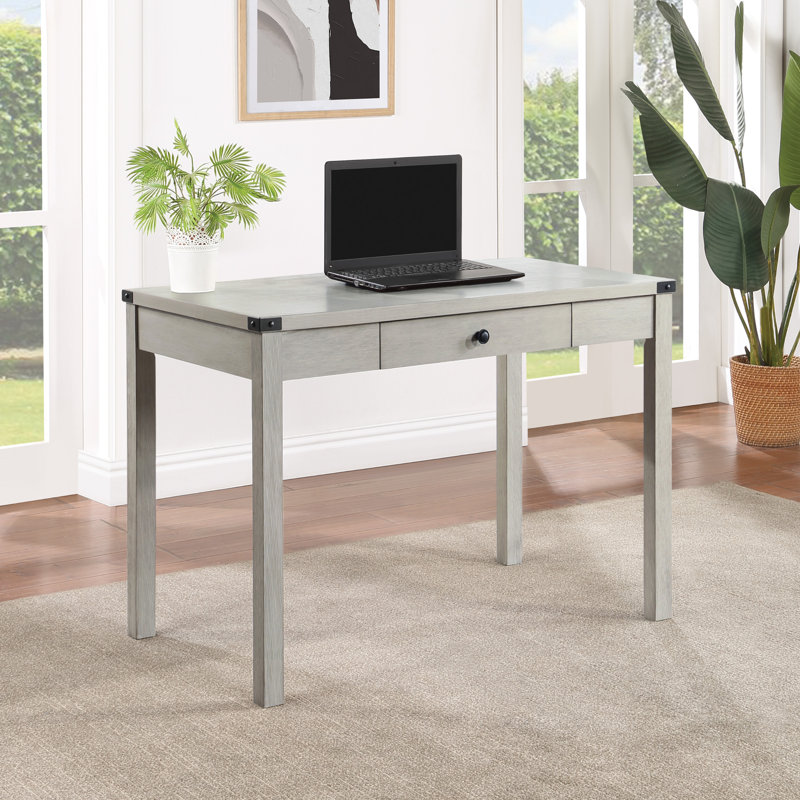Champagne Oak Wood Writing Desk with Drawer and Keyboard Tray