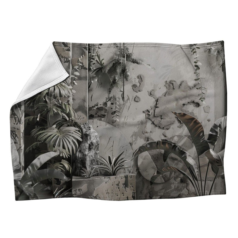 Jeté en molleton botanique tendance, L 60 po x L 80 po