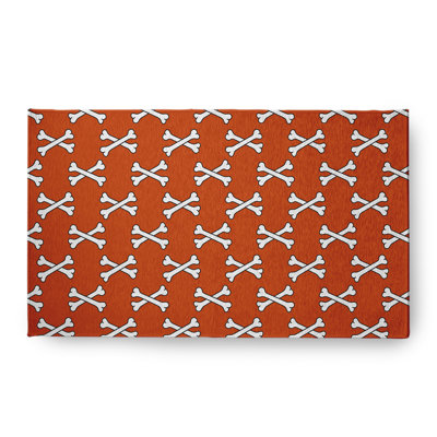 Tapis géométrique rectangulaire en chenille tissé à la machine couleur terre de Sienne
