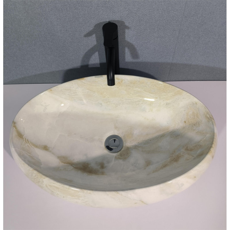 Lavabo de salle de bain vasque ovale en céramique et marbre