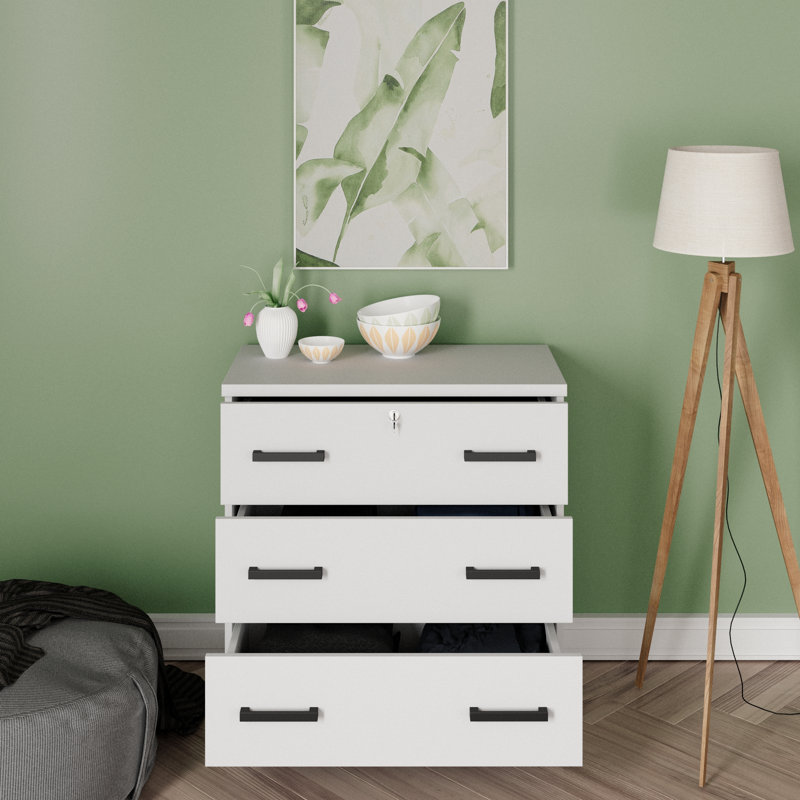 Commode 3 tiroirs, Blanc
