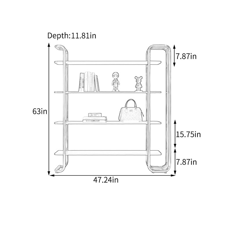Modern Stainless Steel Display Shelf, 63" H x 47.24" W x 11.81" D