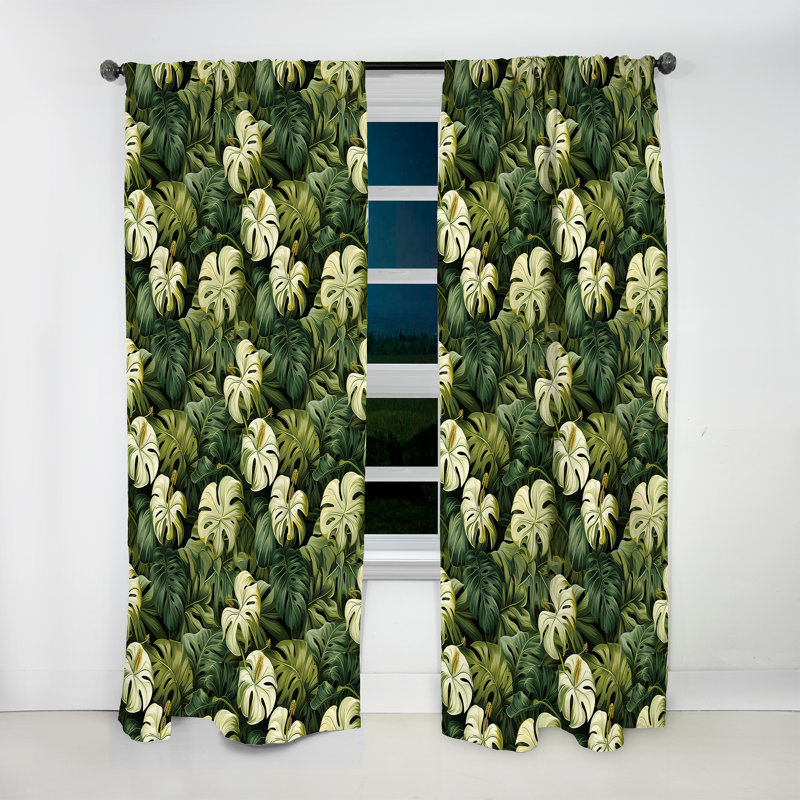 Monstera Elegance Motif tropical - Rideau floral - Rideau floral obscurcissant - 1 panneau, L 52 po x L 90 po
