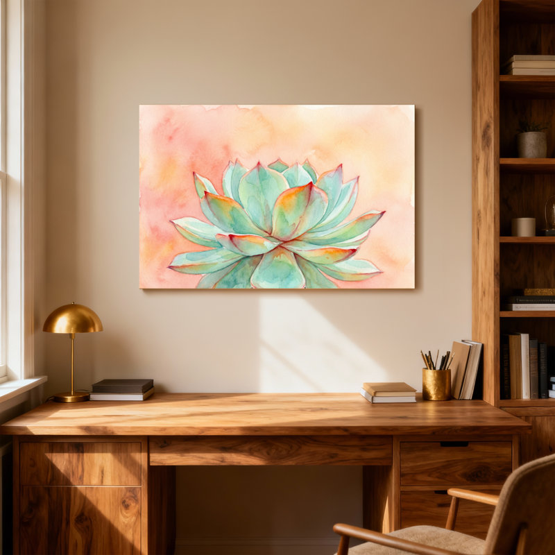 Plantes et fleurs, plante grasse, reproduction d'art, H 12 po x l 18 po