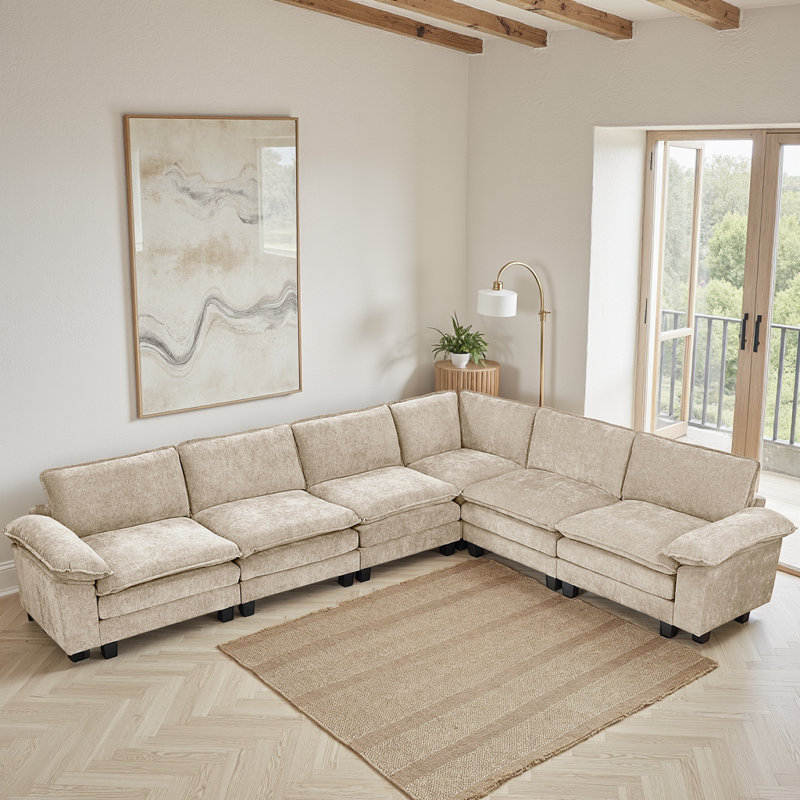 Snyder 110.5" Modern & Contemporary Sectional Sofa - Chenille Modular Sectional Sofa with Durable Plywood Construction and Supportive Foam & Pocket Coils