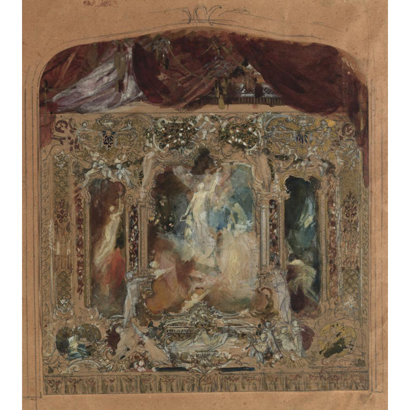 «Design for the Theatre Curtain in Reichenberg» par Gustav Klimt - Art mural sur toile tendue avec châssis, H 24 po x l 17 po